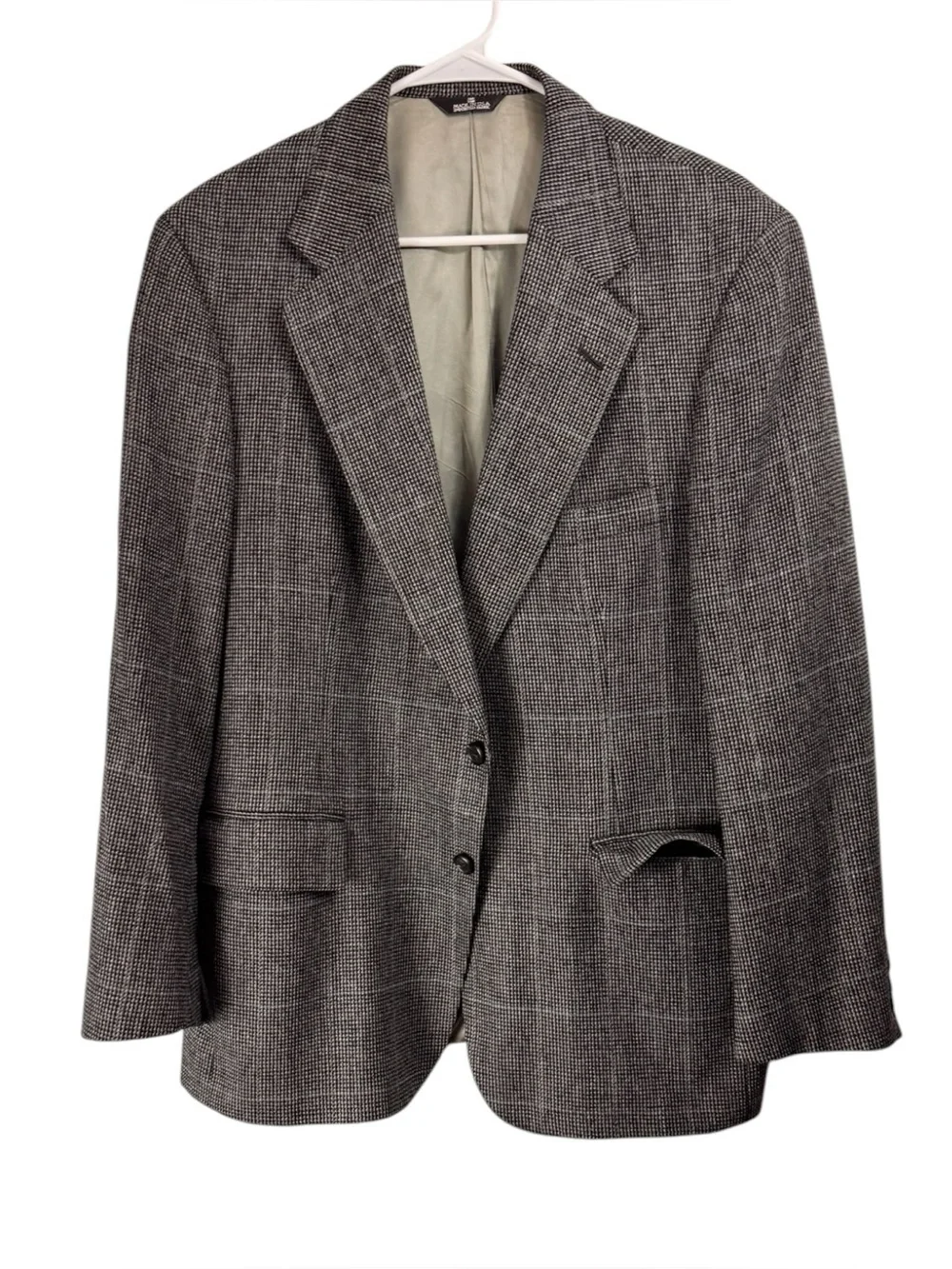 Polo University Club Ralph Lauren 44R Blazer Wool Tweed Gray Blue Windowpane